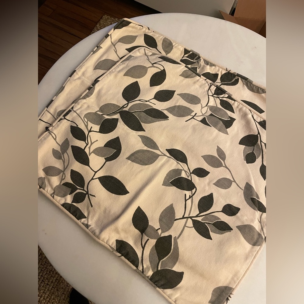 Crate&Barrel cotton/linen leaf print pillow covers